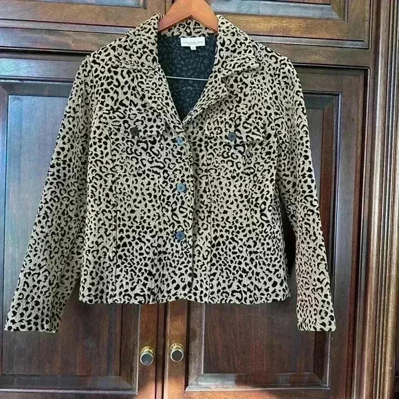 Women's Monterey Bay Leopard Print Jacket Blazer Suit Size 6 Brown VTG - Picture 4 of 15